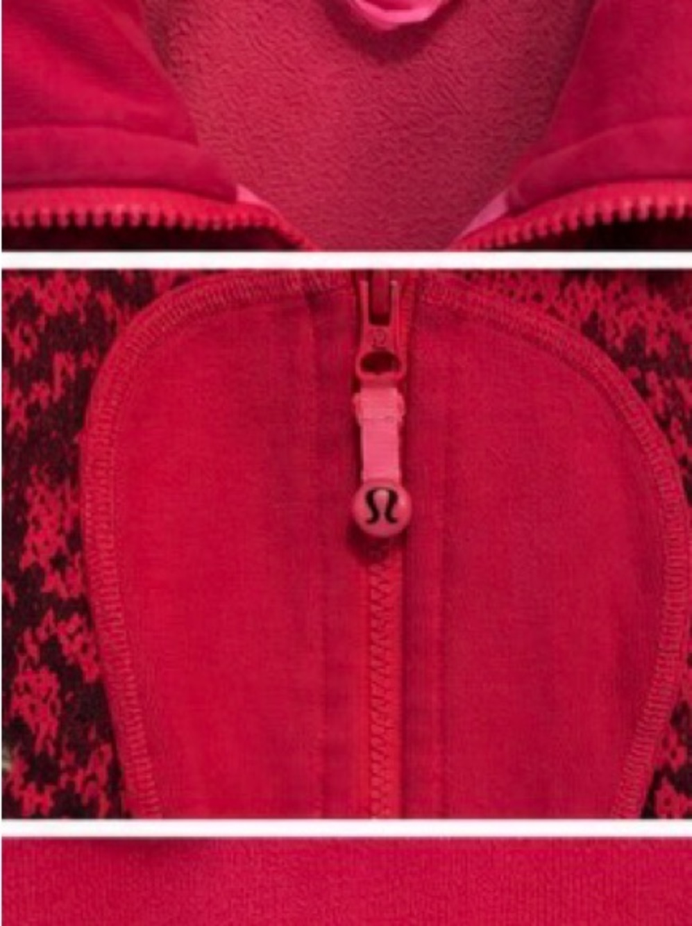 Lululemon Scuba Zip-Up Jacket Pink Patterned Trim Women's Size 6 - Picture 4 of 7